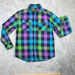 The Hundreds multicoloured plaid button-up shirt Size M